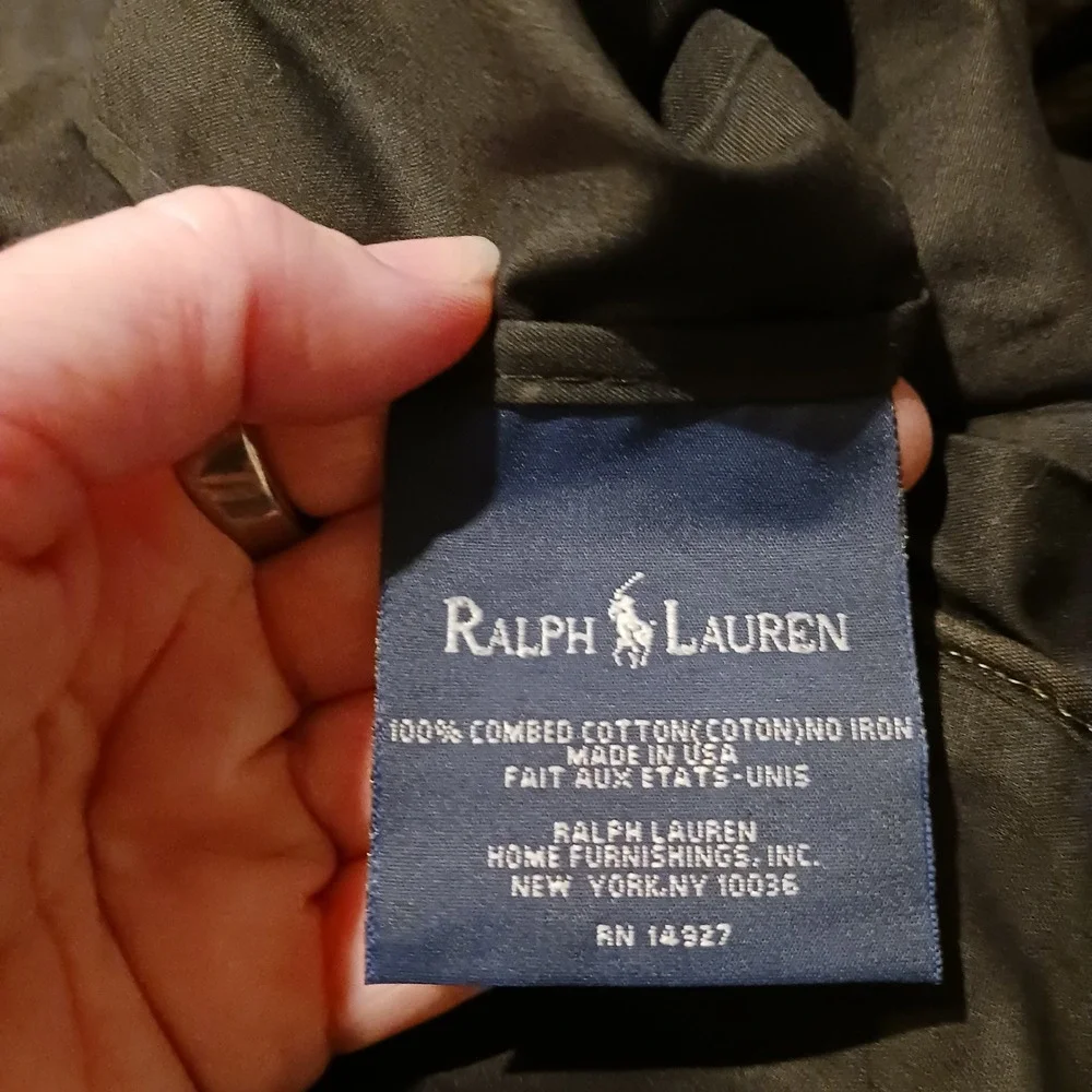 Ralph Lauren King Comforter Cover‎ 100% Combed Cotton Black No Iron Made in USA